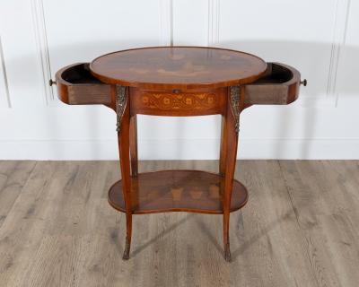 Napoleon III Marquetry Side Table with Floral Inlay France Late 19th Century