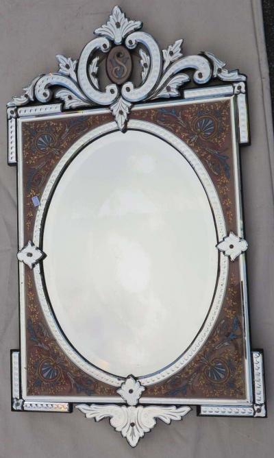 Napoleon III Mirror Enamelled on Colored Cartridges