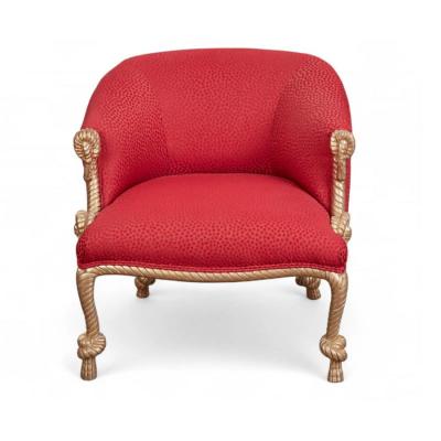 Napoleon III Style Giltwood Rope Twist Low Bergere m e Fournier