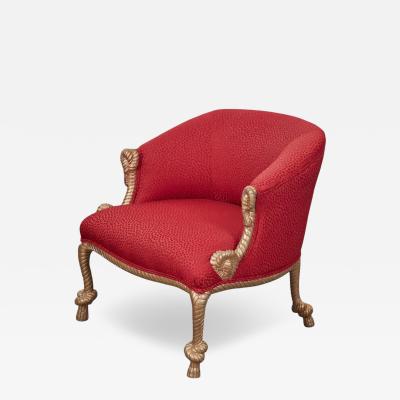 Napoleon III Style Giltwood Rope Twist Low Bergere m e Fournier