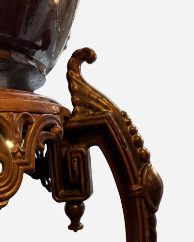 Napoleon III enamelled cast iron planter Japanese decor France circa 1880