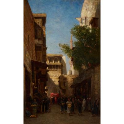 Narcisse Berch re Cairo Wedding Procession an Orientalist Painting by Narcisse Berch re