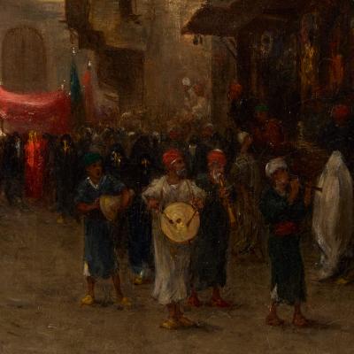 Narcisse Berch re Cairo Wedding Procession an Orientalist Painting by Narcisse Berch re