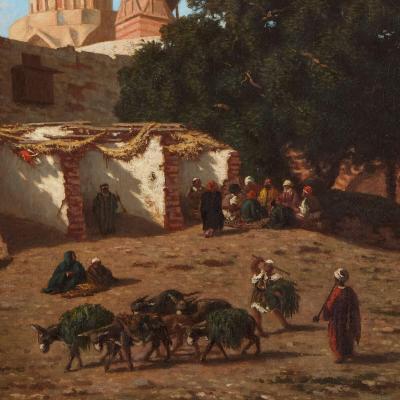 Narcisse Berch re Orientalist oil painting of a mosque in Cairo by Berch re