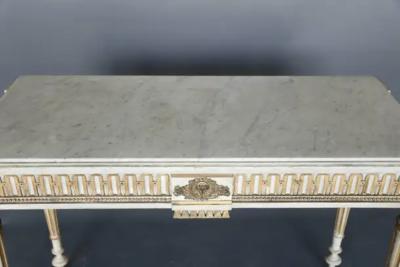 Narrow Louis XVI Style French Console with Marble Top