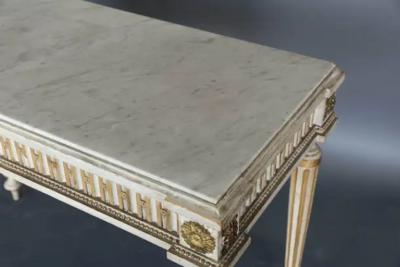 Narrow Louis XVI Style French Console with Marble Top