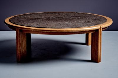 Narrow Oak Coffee Table with Slate Insert