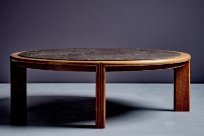 Narrow Oak Coffee Table with Slate Insert