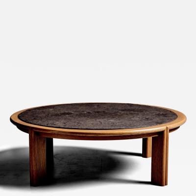 Narrow Oak Coffee Table with Slate Insert