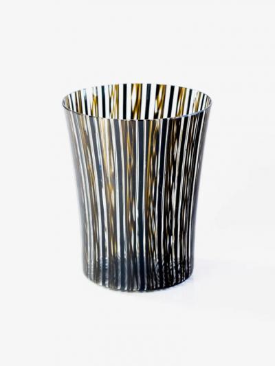 Nason Moretti CANOVA NERO SET OF 6 MURANO VINO FILIGRANA ASSORTED GLASSES