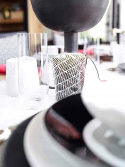 Nason Moretti CANOVA NERO SET OF 6 MURANO VINO FILIGRANA ASSORTED GLASSES