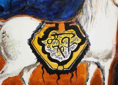 Nasser Ovissi Four Blue Squares Oil on Canvas Painting