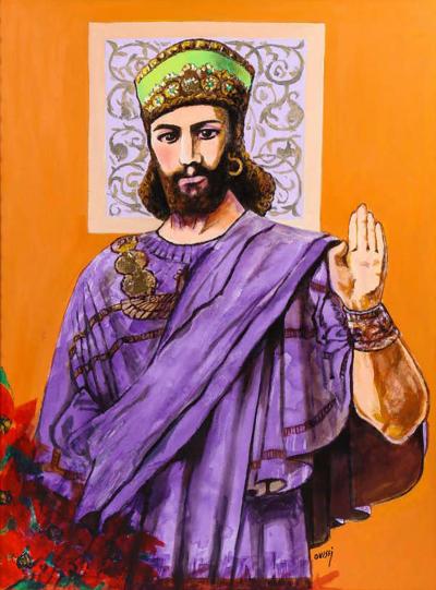 Nasser Ovissi King Cyrus The Great Oil on Canvas Painting