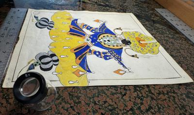 Natacha Rambova Siam Royal in Candle Headdress Cecil B DeMille Costume Drawing