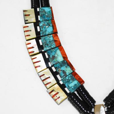 Native American Sterling Silver Multi Stone Necklace