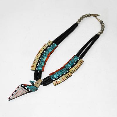 Native American Sterling Silver Multi Stone Necklace