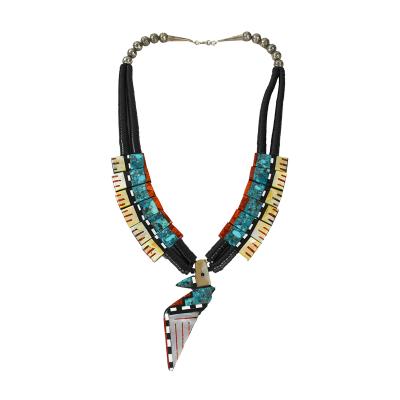 Native American Sterling Silver Multi Stone Necklace