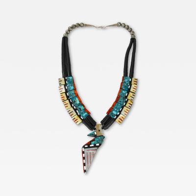 Native American Sterling Silver Multi Stone Necklace