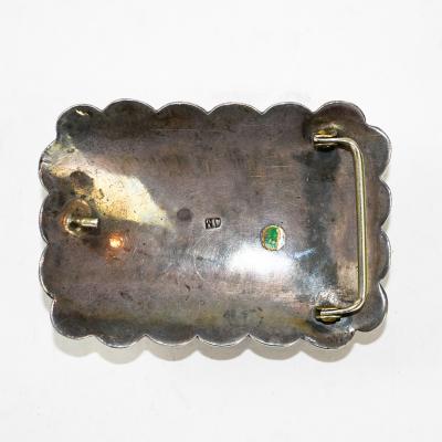 Native American Sterling Silver Turquoise Buckle 4 4ozt