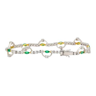 Natural 0 72 Carat Emerald 2 08 Carat Diamond Charm Bracelet in 18K Gold