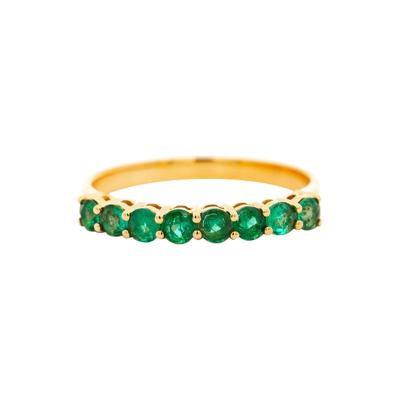 Natural 1 2 Carat Emerald Wedding Band 2 2MM Ring in 14K Yellow Gold