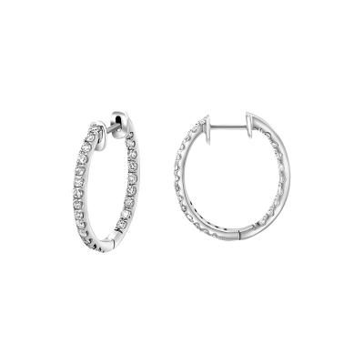 Natural 1 Carat TW Diamond Eternity Inside Out 18mm Hoop Earrings