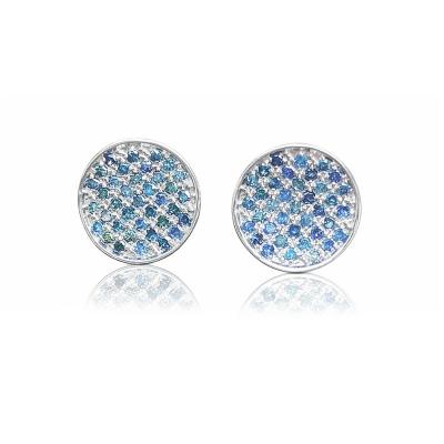 Natural Blue Diamond Circle Stud Earrings