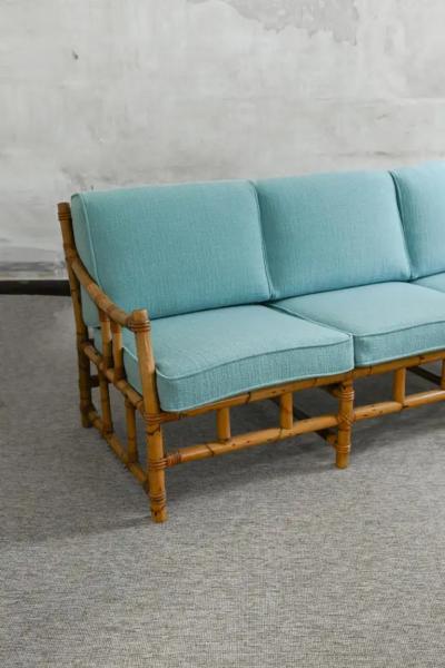 Natural Finish Bamboo Sofa 1980s
