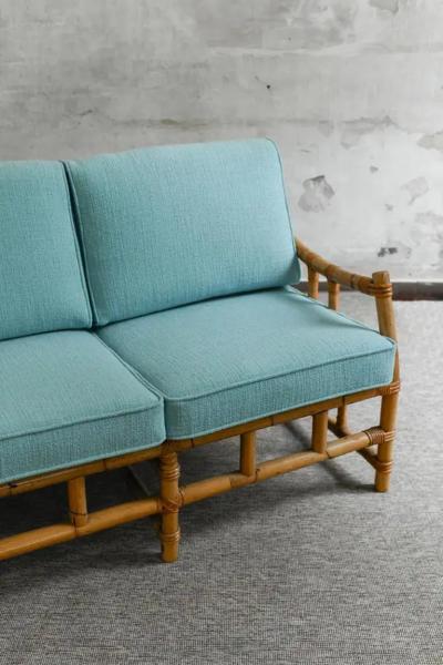 Natural Finish Bamboo Sofa 1980s