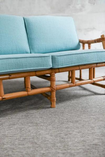 Natural Finish Bamboo Sofa 1980s