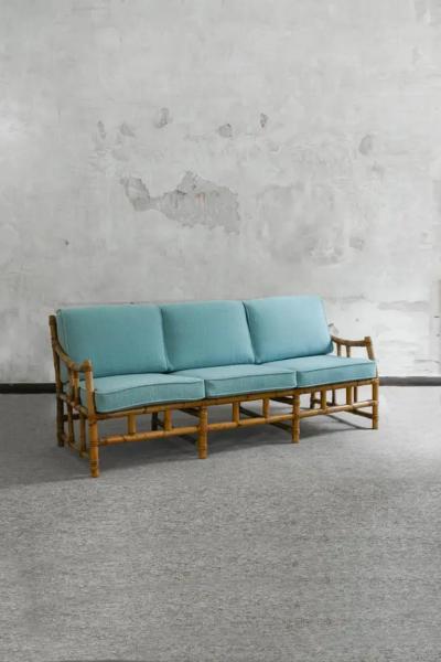 Natural Finish Bamboo Sofa 1980s