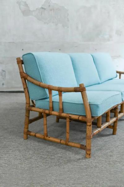 Natural Finish Bamboo Sofa 1980s