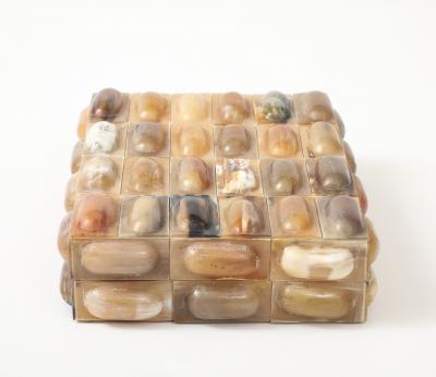 Natural Horn Oval Tiled Clad Box
