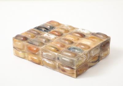 Natural Horn Oval Tiled Clad Box