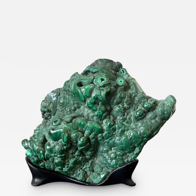 Natural Malachite Rock on Display Stand as Chinese Scholar Stone