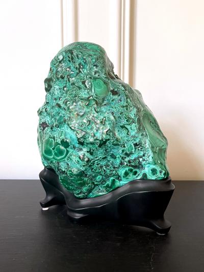 Natural Malachite Rock on Display Stand as Chinese Scholar Stone