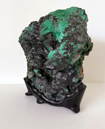 Natural Malachite Rock on Display Stand as Chinese Scholar Stone