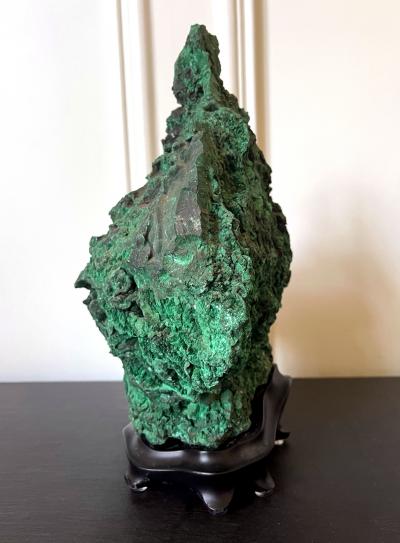 Natural Malachite Scholar Stone on Display Stand