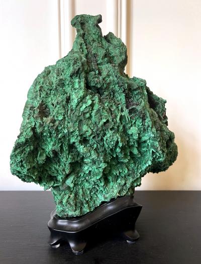 Natural Malachite Scholar Stone on Display Stand