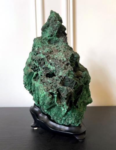 Natural Malachite Scholar Stone on Display Stand
