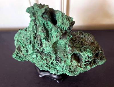 Natural Malachite Scholar Stone on Display Stand