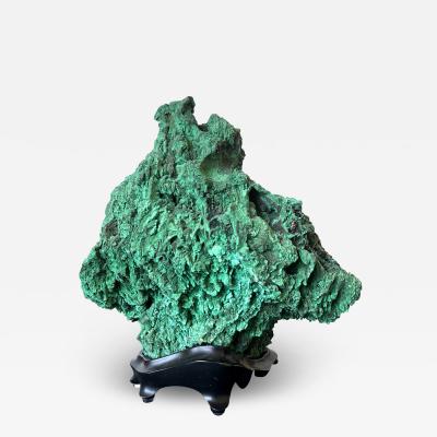 Natural Malachite Scholar Stone on Display Stand