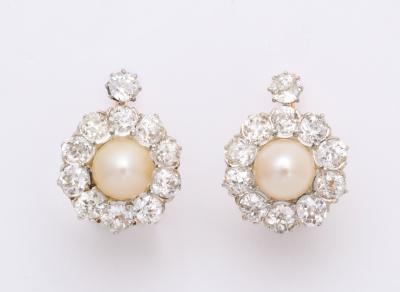 Natural Pearl Diamond Earrings