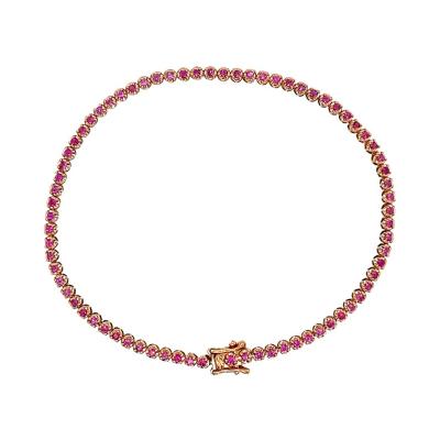 Natural Round Cut Pink Sapphire Tennis Bracelet in 14K Rose Gold