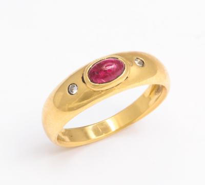 Natural Ruby and Diamond Gold Gypsy Ring