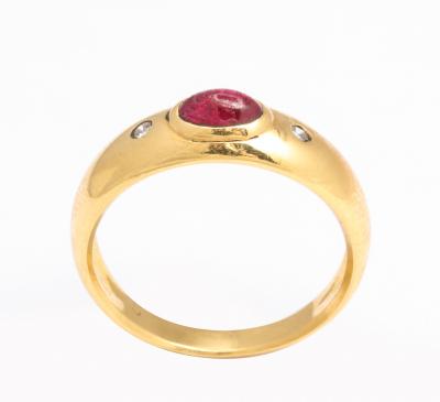 Natural Ruby and Diamond Gold Gypsy Ring
