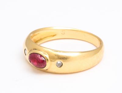 Natural Ruby and Diamond Gold Gypsy Ring