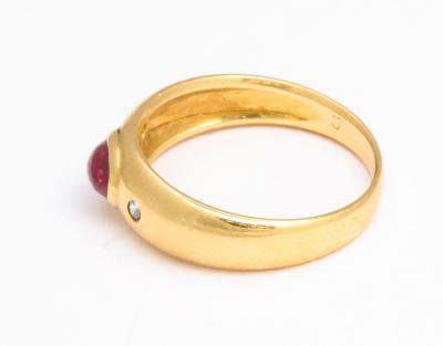 Natural Ruby and Diamond Gold Gypsy Ring