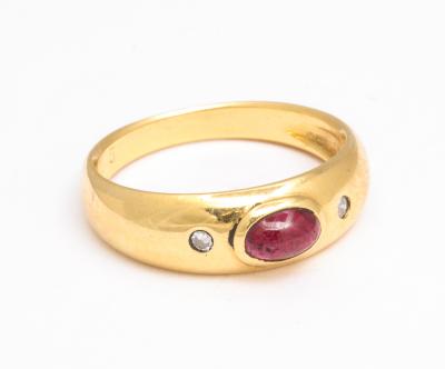 Natural Ruby and Diamond Gold Gypsy Ring