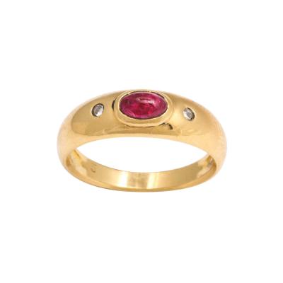 Natural Ruby and Diamond Gold Gypsy Ring